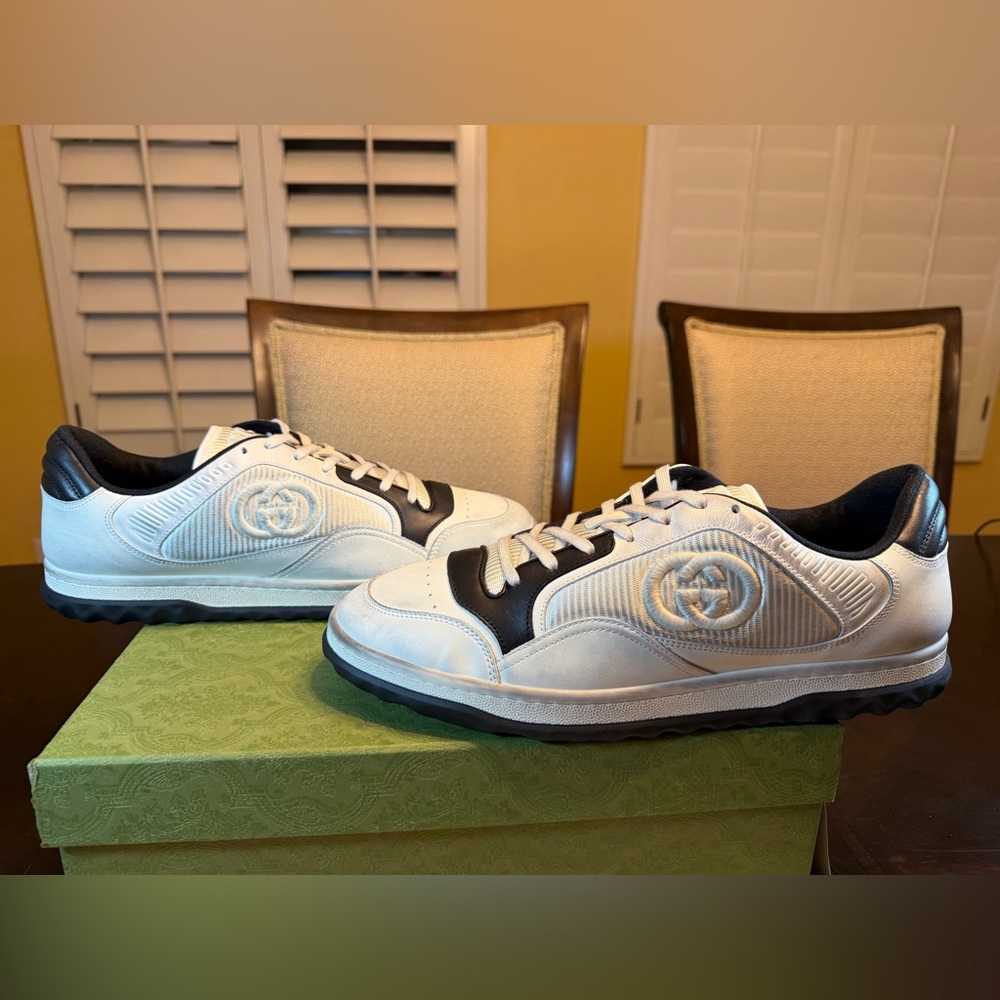 New Authentic Gucci Mac80 GG Logo Sneaker Shoes White Black Size UK 12 /US 12.5 - Picture 10 of 16